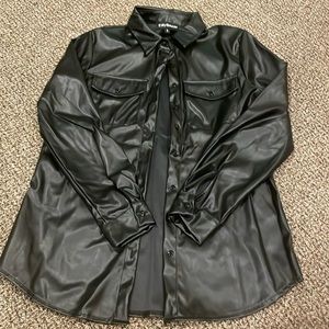 Leather button up top
